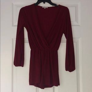 Burgundy Deep V romper